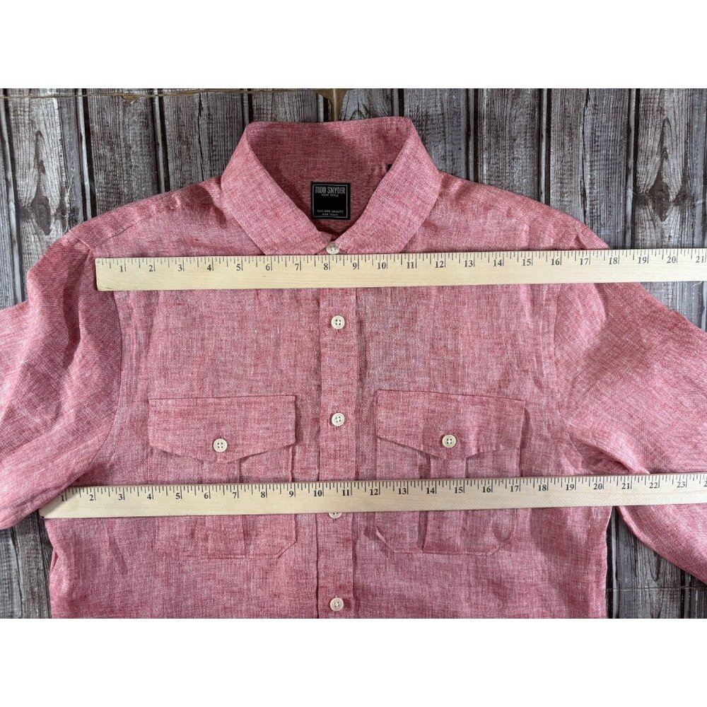 Todd Snyder Italian fabric linen utility Shirt Sz Medium color Pink NWT Portugal - Picture 10 of 11